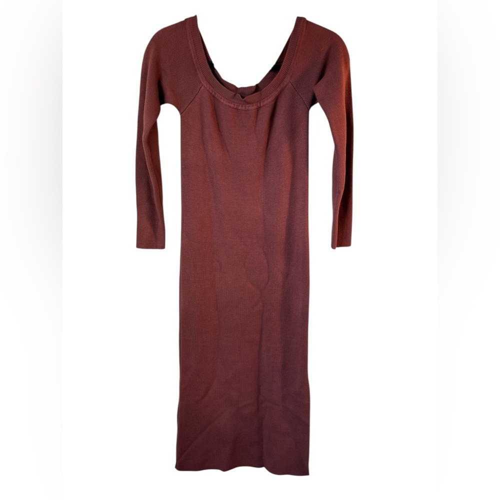 Abercrombie & Fitch Long Sleeve Knit Sweater Dress Small Brown Brick Bodycon y2k